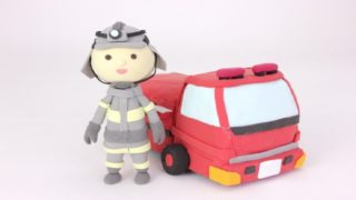 消防車と消防士