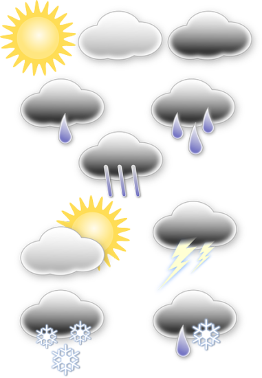 晴・曇り・雨・みぞれ・雪のイラスト