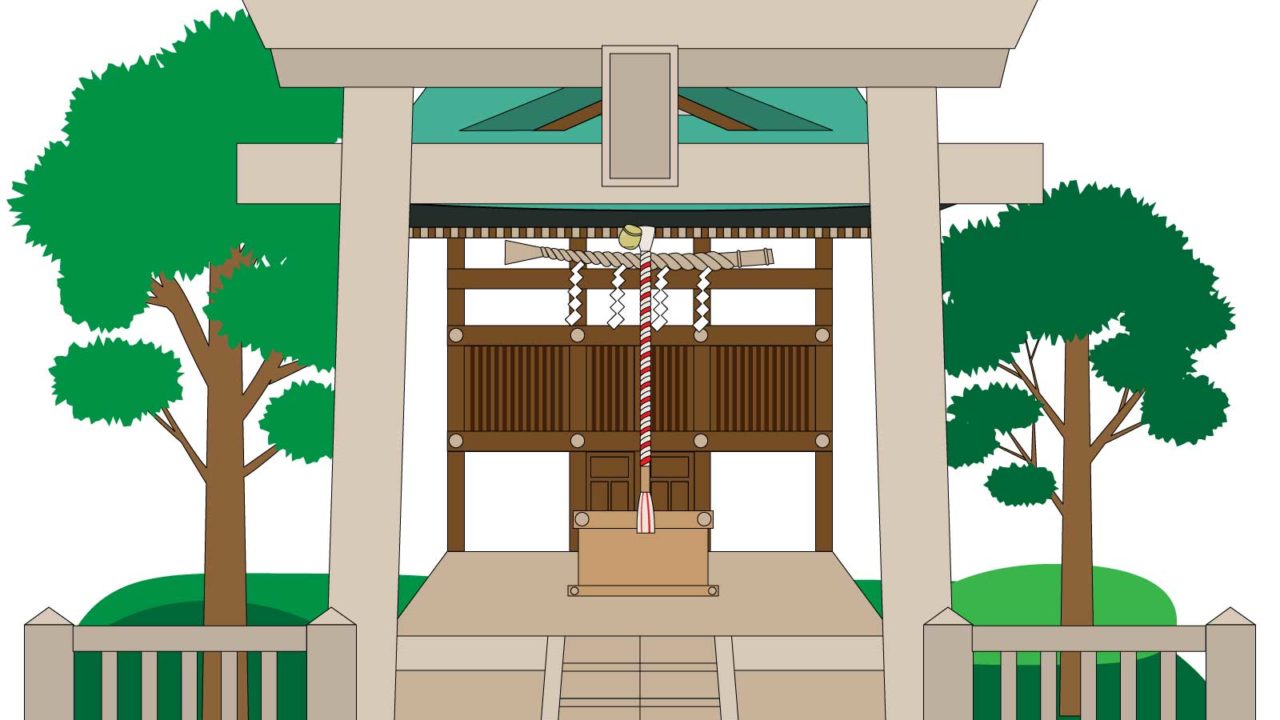 鳥居と神社のイラスト