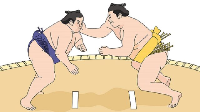大相撲の取り組みのイラスト